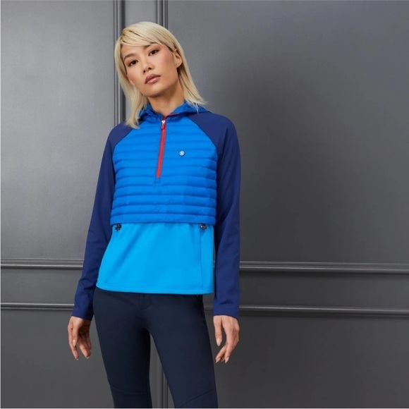 NWT G/Fore Hybrid‎ Pullover Puffer Hoodie 1/2 Zip Jacket in Blue Size Small - Picture 1 of 11